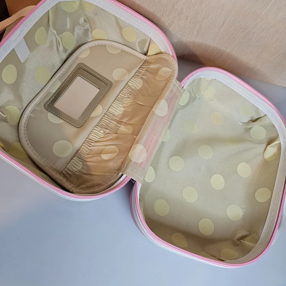 NEW HELLO KITTY Pink Water Diamond Makeup Travel Case Cosmetic Bag Hardshell